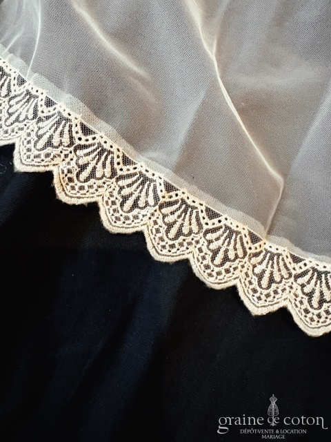 Lorafolk - Voile long de 250 cm en tulle ivoire bordé de guipure dentelle - robe de mariée
