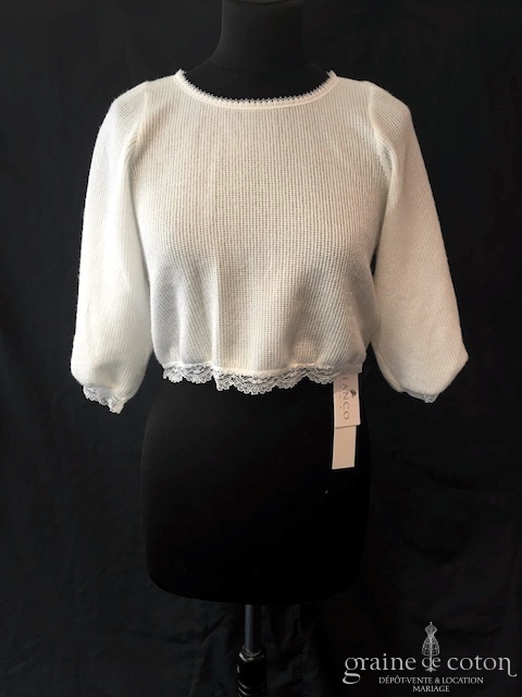 Bianco Evento - Pull court en laine effet cachemire - robe de mariée