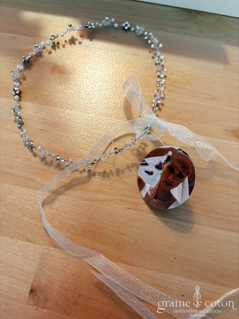 Bianco Evento - Headband serre tête souple avec strass et perles - robe de mariée