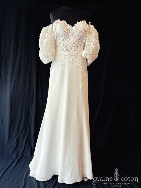 Caroline Castigliano - Rosalee avec ses manches amovibles - Robes de mari&eacute;e - Graine de coton - Dépôt-vente et location de robes de mariée