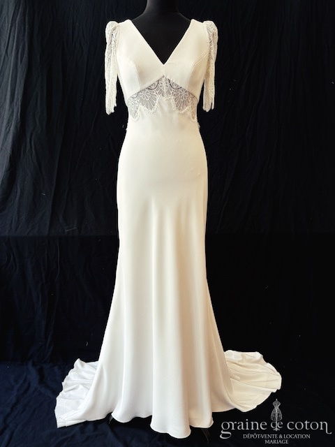 Réf. 6830 - Lambert Cr&eacute;ation - Noa avec manches - Robes de mari&eacute;e - Graine de coton - Dépôt-vente et location de robes de mariée à Paris