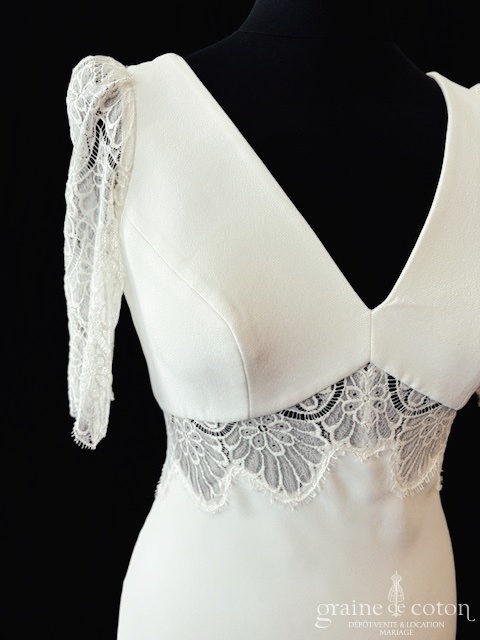 Réf. 6830 - Lambert Cr&eacute;ation - Noa avec manches - Robes de mari&eacute;e - Graine de coton - Dépôt-vente et location de robes de mariée à Paris