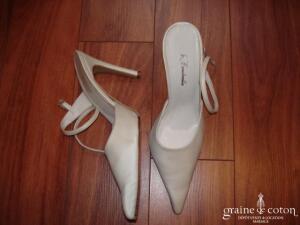 Cendrella - Escarpins à lanières en cuir ivoire