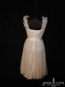 Création Alzanel - Robe courte blanche en tulle à pois-paillettes