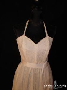 Création Alzanel - Robe courte blanche en tulle plumetis