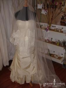 Cymbeline - Voile long en dentelle ivoire