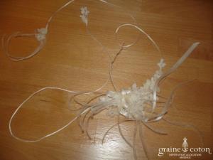 Cymbeline - Collier dentelle et plumes ivoire