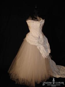 Max Chaoul - Robe deux pièces en tulle et taffetas de soie asymétrique