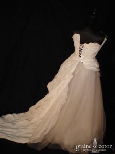 Max Chaoul - Robe deux pièces en tulle et taffetas de soie asymétrique