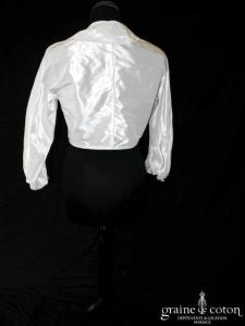 Rembo Styling - Boléro court en taffetas ivoire clair, manches 3/4