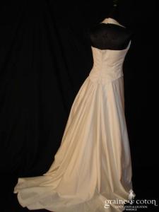 Hervé Mariage - Robe deux pièces ivoire en soie mélangée avec bretelle tour du cou