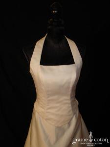 Hervé Mariage - Robe deux pièces ivoire en soie mélangée avec bretelle tour du cou