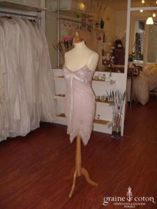 Sagaie - Robe de soirée rose en mousseline de soie