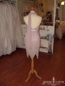 Sagaie - Robe de soirée rose en mousseline de soie