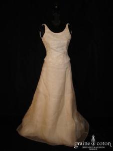 Mariées de Paris - Robe deux pièces en dentelle et organza de soie ivoire