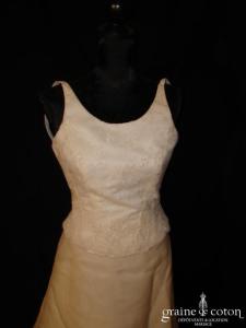 Mariées de Paris - Robe deux pièces en dentelle et organza de soie ivoire