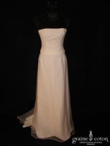 Mariées de Paris - Robe deux pièces taille haute en crêpe georgette et organza ivoire