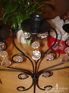 Chandelier noir à pampilles transparentes - 5 bougeoirs