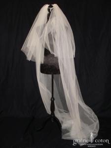 Voile long en tulle ivoire