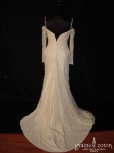 Rosi Strella - Robe une pièce ivoire taille basse en fine dentelle avec manches amovibles