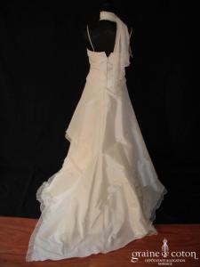 Linéa Raffaëlli - Robe deux pièces en taffetas de soie et mousseline plissée ivoire