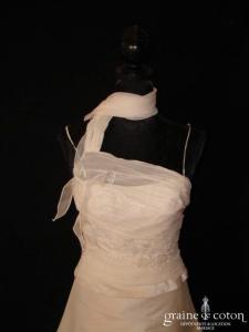 Linéa Raffaëlli - Robe deux pièces en taffetas de soie et mousseline plissée ivoire