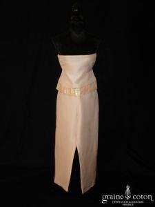 Zapa - Ensemble bustier pantalon en soie sauvage ivoire clair