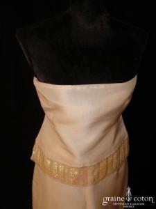 Zapa - Ensemble bustier pantalon en soie sauvage ivoire clair