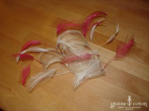 Création Alexia de Paris - Bibi en abaca et plumes ivoire et bordeaux