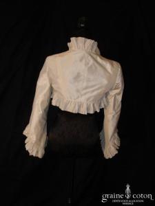 Tara Deva - Boléro court en taffetas de soie ivoire