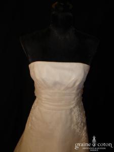 Mariées de Paris - Robe une pièce taille empire en organza ivoire