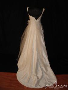 Marie Liesse Collection - Robe une pièce en soie sauvage et tulle ivoire