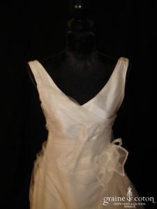 Marie Liesse Collection - Robe une pièce en soie sauvage et tulle ivoire