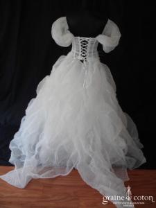 Max Chaoul - Robe une pièce en tulle, organza de soie, guipure de dentelle et plumes