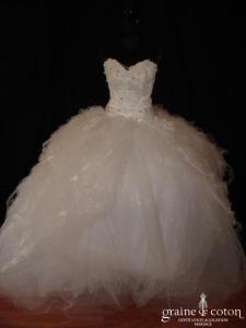 Courman - Robe une pièce en tulle pailleté et dentelle