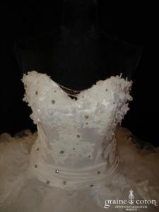 Courman - Robe une pièce en tulle pailleté et dentelle