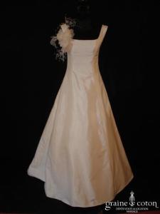 Alexis Mariage - Robe en soie sauvage ivoire avec larges bretelles