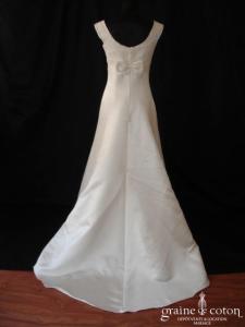 VENDUE - Cymbeline - Robe une pièce taille empire en satin duchesse et dentelle de calais ivoire