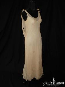 Fanny Lieutard - Robe en soie et sur robe en mousseline de soie champagne