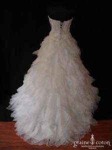 Création - Robe deux pièces blanche en mouchoirs d'organza et Swarovski