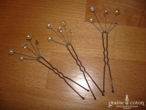 Au fil perlé - Lot de 3 pics à cheveux perles et Swarovski