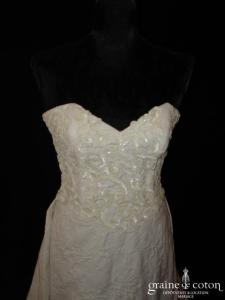 Torrente - Robe une pièce en piqué de coton ivoire et paillettes