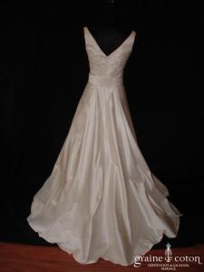 Béatrice Créations - Robe taille empire en soie sauvage ivoire