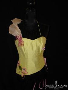 Elsa Gary - Bustier en soie sauvage vert anis clair