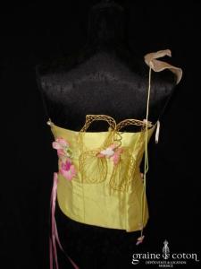 Elsa Gary - Bustier en soie sauvage vert anis clair