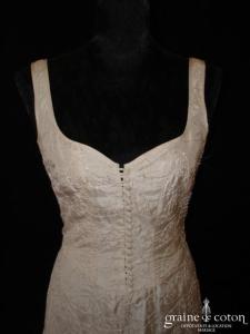 Corinne Sarrut - Robe une pièce en taffetas de soie ivoire