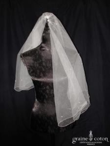 Voile court en tulle ivoire avec petites perles nacrées