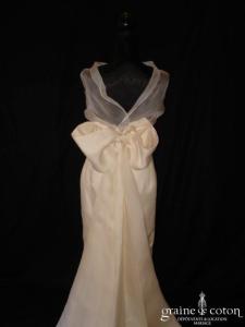 Création - Boléro à col bénitier en organza de soie, assorti à la robe n°1372