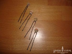 Pic à chignon perle transparente - Lot de 4