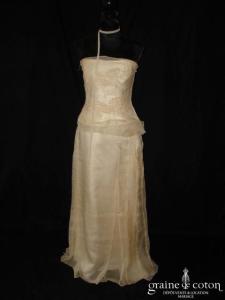 Rembo Styling - Robe deux pièces en organza de soie et dentelle vanille